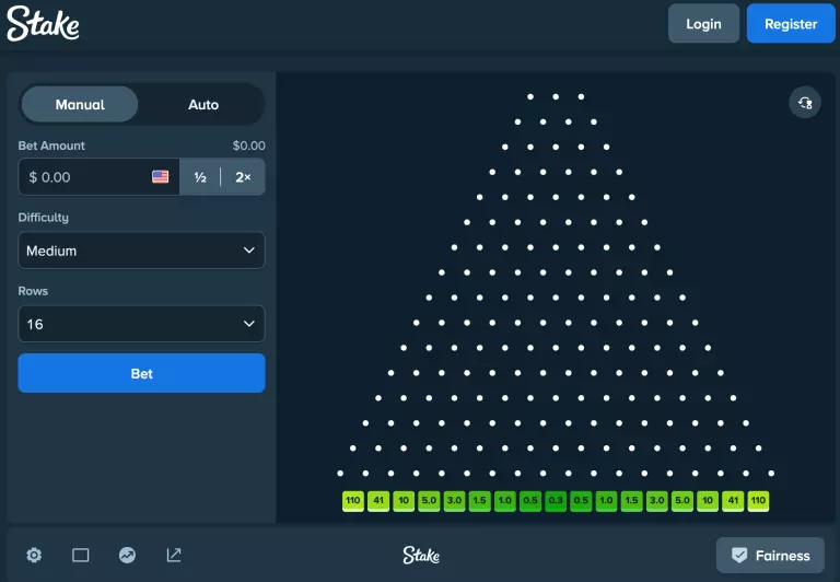 Stake.us plinko