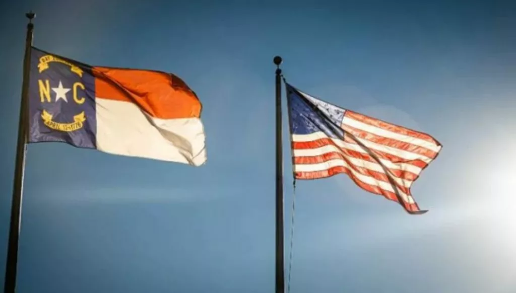 North Carolina flag & U.S. flag