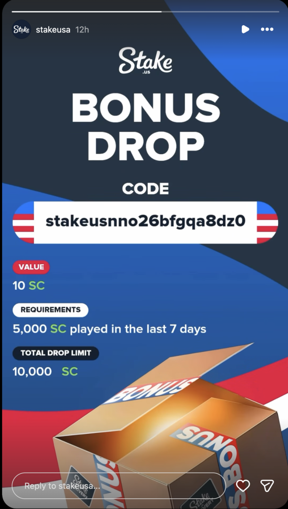 stake.us instagram drop codes